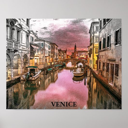 Romantisches Venedig Italien Gondelbahn Poster (Vorne)