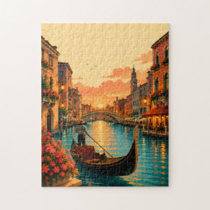 Romantisches Venedig Italien Sonnenuntergang Gonde Puzzle