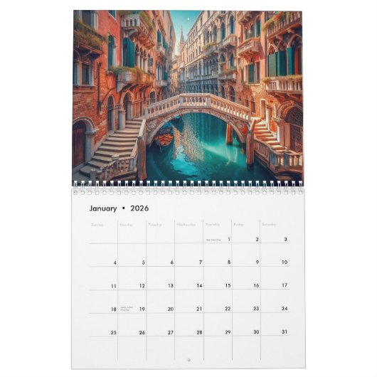 Romantisches Venedig Kalender (Jan 2026)