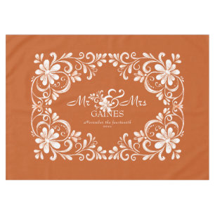 Romantisches verbranntes Orange Shabby Chic Herr F Tischdecke