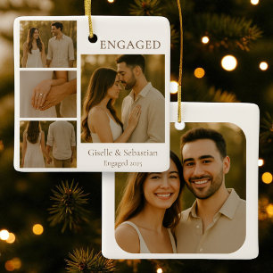 Romantisches Verlobtes Foto Verlobung Weihnachten Keramikornament