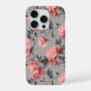 Romantisches verstaubtes rosa Pfingstrosen-Grau-Bl iPhone 15 Pro Hülle