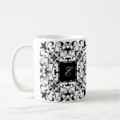 Romantisches verziertes Schwarzweiss-Monogramm Kaffeetasse (Links)
