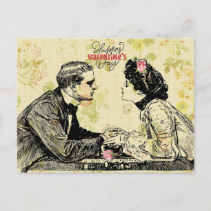 Romantisches viktorianisches Paar zum Valentinstag Postkarte