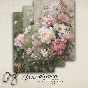Romantisches Vintage-Blumen-Decoupage-Papierset au Geschenkpapier Set
