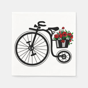 Romantisches Vintage-Blumen-Fahrrad - Serviette