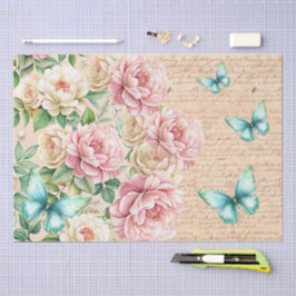 Romantisches Vintage-Blumen-Liebesbrief-Decoupage Seidenpapier