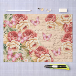 Romantisches Vintage-Blumen-Liebesbrief-Decoupage Seidenpapier