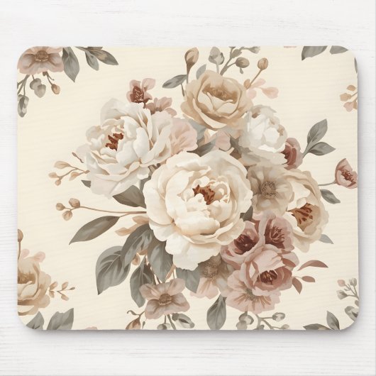 Romantisches Vintage-Blumenbouquet-Muster Mousepad (Vorne)