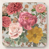 Romantisches, vintage botanisches Blumenmuster Getränkeuntersetzer (Vorderseite)