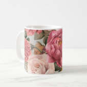 Romantisches, vintage botanisches Blumenmuster Kaffeetasse (Vorderseite Links)