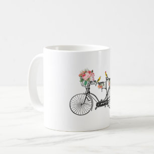 Romantisches Vintage-Fahrrad Blumen & Vögel Kaffeetasse