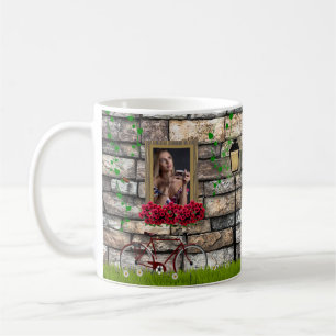 Romantisches Vintage-Fahrrad-Blumenfoto für sie Kaffeetasse