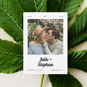 Romantisches Vintage-Foto Retro-Namen Casual-Hochz Save The Date