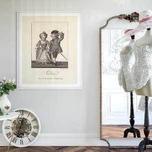 Romantisches Vintage-französisches Paar Louis XVI Poster