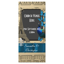 Romantisches Vintage-Hochzeitsprogramm Paris