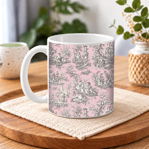 Romantisches Vintage-Rosa-Grau-Toile-de-Jouy-Muste Kaffeetasse