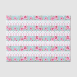 Romantisches Vintage-Rosa- und Minz-Blumenrosenmus Seidenpapier