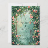 Romantisches Vintage-Rosen-Tor Einladung (Vorderseite)