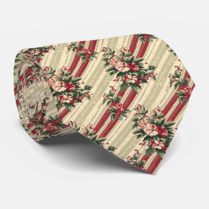 Romantisches Vintage-Weihnachts-Blumenmuster Rot G Krawatte