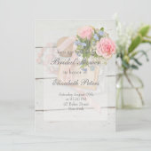 Romantisches Vintages Blume bearbeitbares Brautpar Einladung (Stehend Vorderseite)