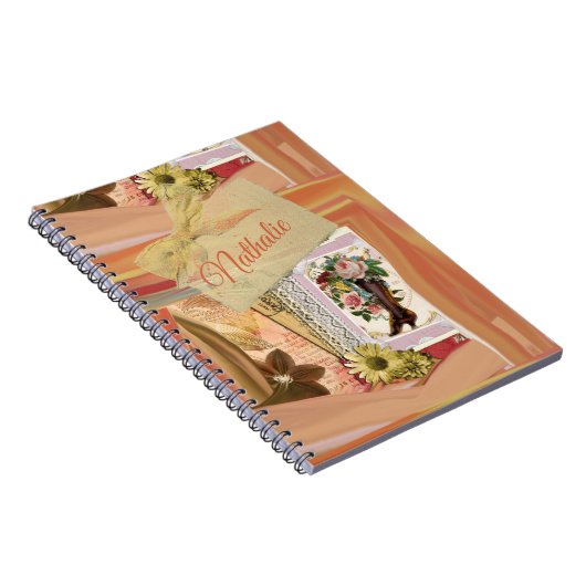 Romantisches Vintages Blumenbuch Notizblock (Rechte Seite)