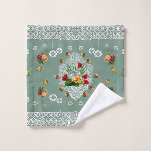 Romantisches Vintages HandtuchSet Badhandtuch Set (Waschlappen)