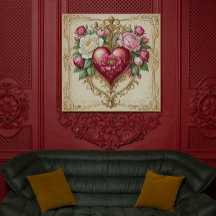 Romantisches Vintages Herz mit Rose Kunst 💕