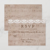Romantisches Vintages Musikblatt & Hochzeitsszenar RSVP Karte (Vorne/Hinten)