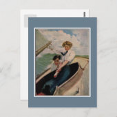 Romantisches Vintages Pärchen, Segeln Postkarte (Vorne/Hinten)