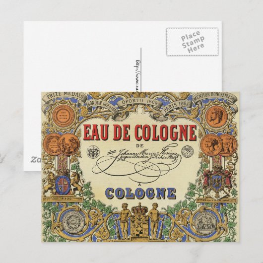 Romantisches Vintages Pariser Parfüm-Label. Postkarte (Vorne/Hinten)