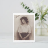 Romantisches Vintages Portrait Postkarte (Stehend Vorderseite)