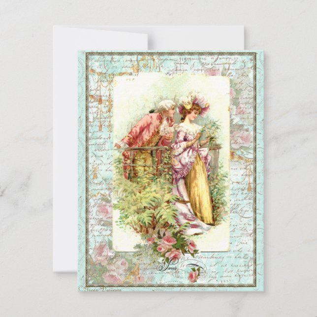 Romantisches Vintages Regenzentrum mit Rose (Vorderseite)