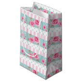 Romantisches Vintages rosa u. tadelloses Kleine Geschenktüte (Vorderseite Schrägansicht)