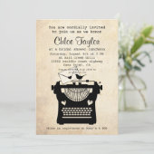Romantisches Vintages Schreibmaschinen-Brautparty Einladung (Stehend Vorderseite)