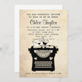 Romantisches Vintages Schreibmaschinen-Brautparty Einladung (Vorne/Hinten)