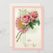 Romantisches Vintages Valentinherz und Rose Feiertagskarte (Vorne/Hinten)