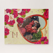 Romantisches Vintages Valentinherz und Rose Puzzle (Horizontal)