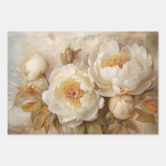 ROMANTISCHES VINTAGES WEISSES PONIENPAPIER GESCHENKPAPIER SET (Vorderseite 2)