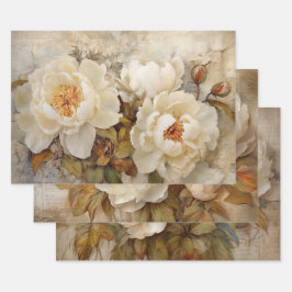 ROMANTISCHES VINTAGES WEISSES PONIENPAPIER GESCHENKPAPIER SET