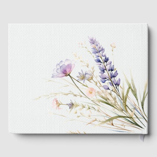 Romantisches violettes Blumenbuch Gästebuch (Rückseite)