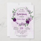 Romantisches violettes Brautparty Einladung (Vorderseite)