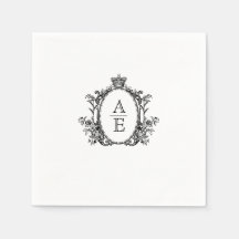 Romantisches Wappen Monogram Black and White Weddi