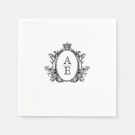 Romantisches Wappen Monogram Black and White Weddi Serviette