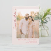 Romantisches Warmes Beige Foto Save The Date (Stehend Vorderseite)