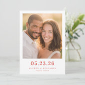 Romantisches warmes Foto Save The Date (Stehend Vorderseite)