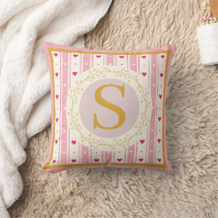 Romantisches Wasserfarben-Blumen-Monogramm-Andenke Kissen