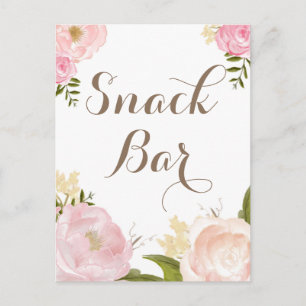 Romantisches Wasserfarben-Blumen-Snack-Bar-Schild Postkarte