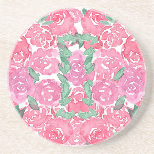 Romantisches Wasserfarben-Rosenmuster in Rosa und  Getränkeuntersetzer