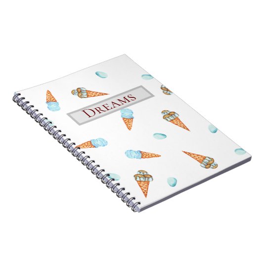 Romantisches Watercolor Ice Creme Notebook Notizblock (Rechte Seite)
